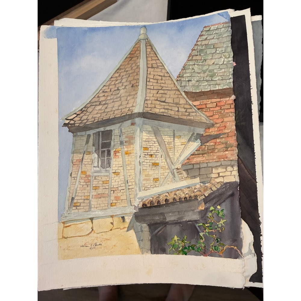Sarlat Roofs French Architecture Warren C Plauche Original Watercolor Painting
